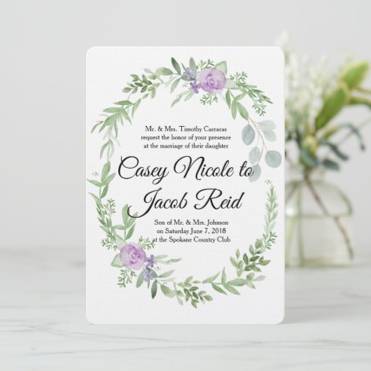 Invitation Modèle de verdure et de lavande (Debout devant)