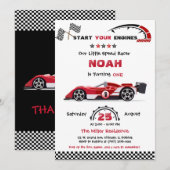 Invitation Modèle de voiture rouge course modifiable (Devant / Derrière)