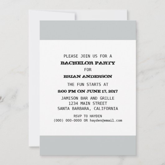 Invitation Modèle d'enterrement de vie de garçon (Devant)