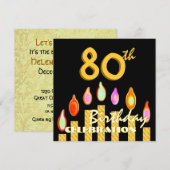 Invitation Modèle des bougies aurifères de la fête du 80e ann (Devant / Derrière)