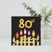 Invitation Modèle des bougies aurifères de la fête du 80e ann (Debout devant)