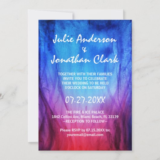 Invitation Modèle des Flames Blue & Red Fire (Devant)