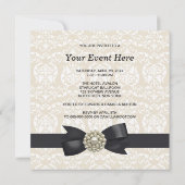 Invitation Modèle d'événement de soirée noire à cravate perle (Dos)