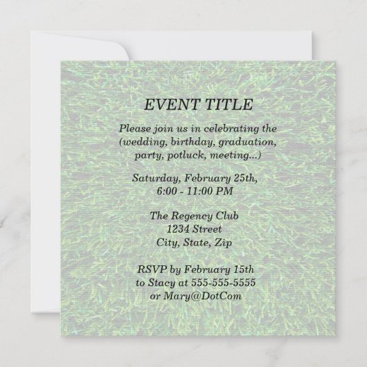 Invitation Modèle d'herbe verte (Devant)