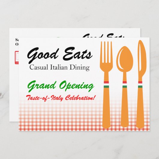 Invitation Modèle Dîner Décontracté Italien (Devant / Derrière)