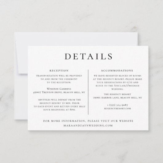 Invitation Modèle d'informations sur le mariage (Devant)