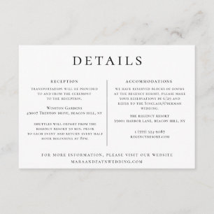 Invitation Modèle d'informations sur le mariage