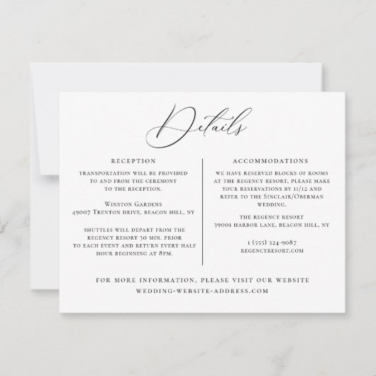 Invitation Modèle d'informations sur le mariage (Devant)