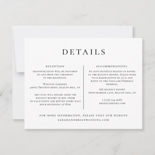 Invitation Modèle d'informations sur le mariage (Devant)