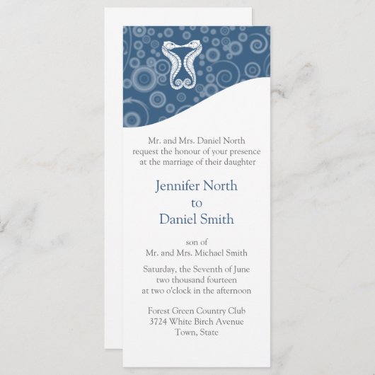 Invitation Modèle d'informations sur le thème Océan Mariage (Devant / Derrière)