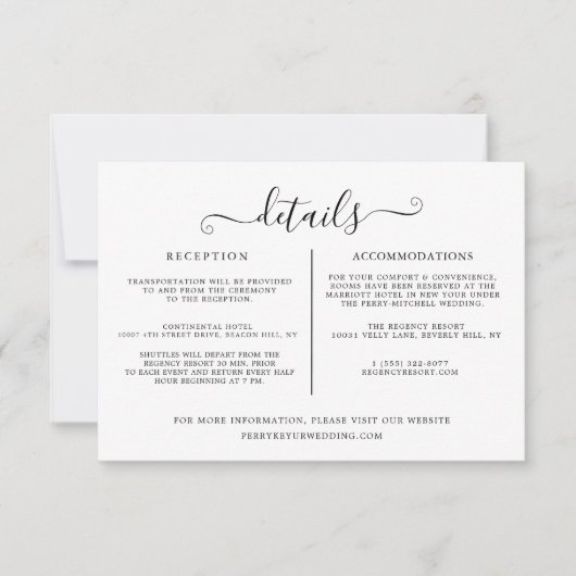 Invitation Modèle d'informations sur les détails du mariage (Devant)