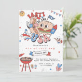 Invitation Modèle d'invitation 4 juillet BBQ modifiable Retro (Debout devant)