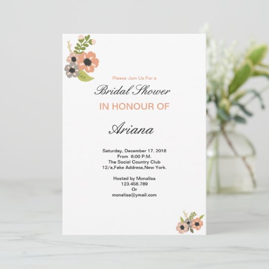 Invitation Modèle d'invitation à la douche de la nuptiale flo (Debout devant)