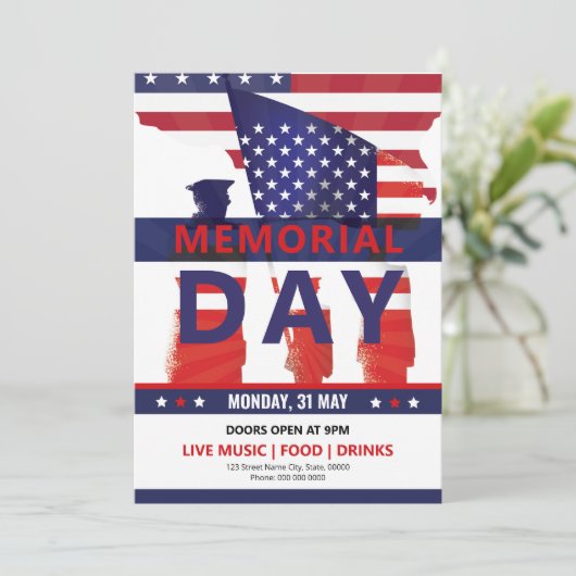 Invitation Modèle d'invitation à la fête américaine du Memori (Debout devant)