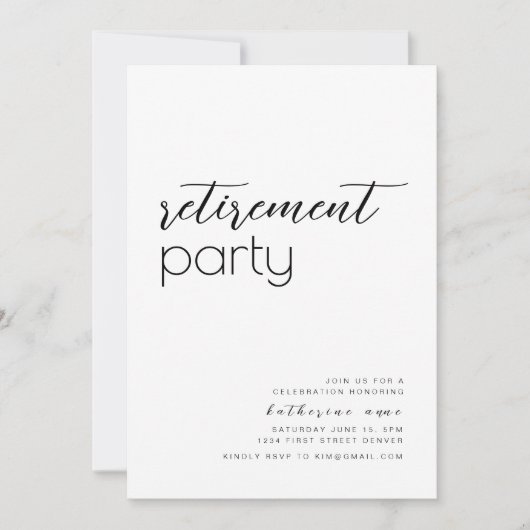 Invitation Modèle d'invitation à la retraite simple (Devant)