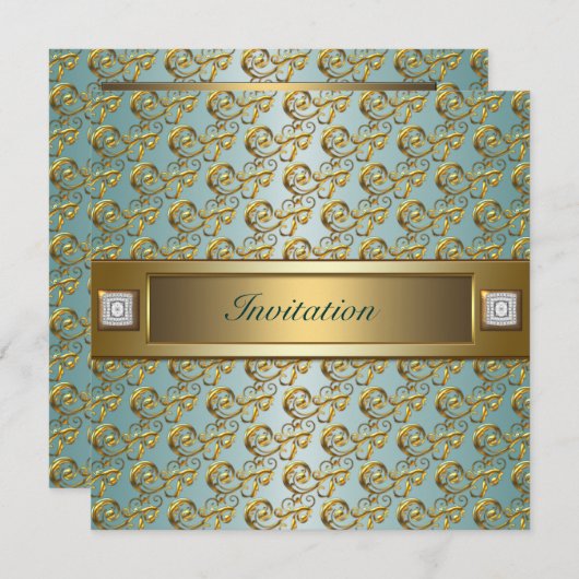 Invitation Modèle d'invitation à l'or à toutes les occasions  (Devant / Derrière)