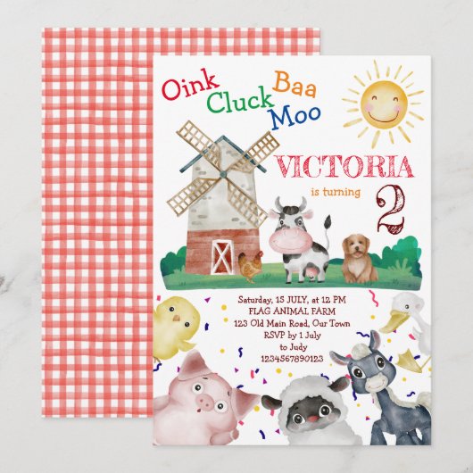 Invitation Modèle d'invitation à une fête d'anniversaire avec (Devant / Derrière)