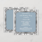 Invitation Modèle d'invitation à une fête d'anniversaire bleu (Devant / Derrière)