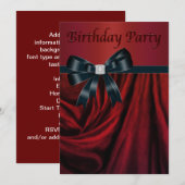 Invitation Modèle d'invitation à une fête d'anniversaire roug (Devant / Derrière)