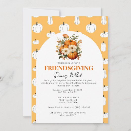 Invitation Modèle d'invitation à une fête de Friendsgiving mo (Devant)