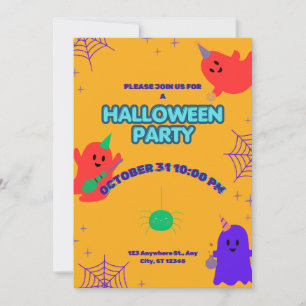 Invitation Modèle d'invitation à une fête d'Halloween mignon