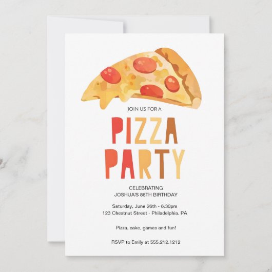 Invitation Modèle d'invitation à une fête pizza, Pizza de ret (Devant)