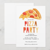 Invitation Modèle d'invitation à une fête pizza, Pizza de ret (Devant / Derrière)