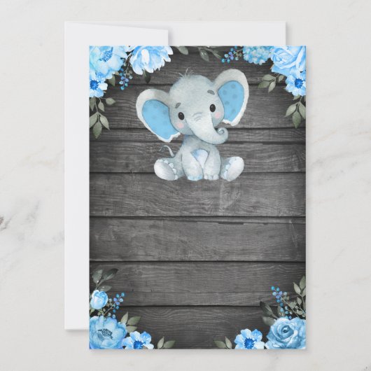 Invitation Modèle d'invitation Baby shower Blue Elephant (Devant)