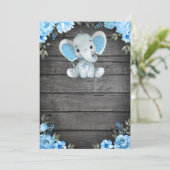 Invitation Modèle d'invitation Baby shower Blue Elephant (Debout devant)