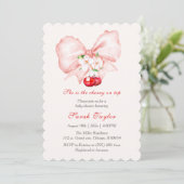 Invitation Modèle d'invitation Baby shower cerisier rose Bow (Debout devant)