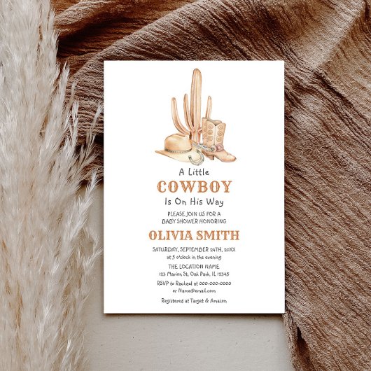 Invitation Modèle d'invitation Baby shower Cowboy