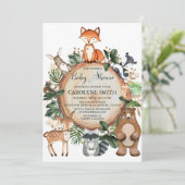 Invitation Modèle d'invitation baby shower Woodland (Debout devant)