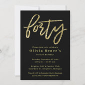 Invitation Modèle d'invitation Black and Gold 40th Birthday (Devant)