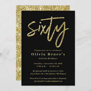Invitation Modèle d'invitation Black and Gold 60th Birthday