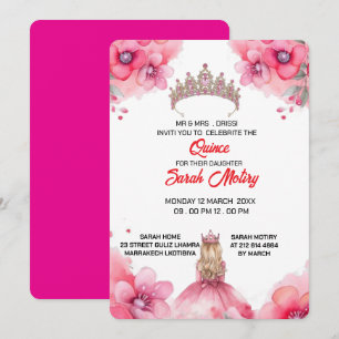 Invitation Modèle d'invitation Bleu rose Quinceañera