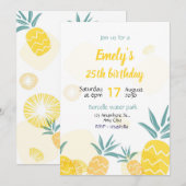 Invitation Modèle d'invitation d'anniversaire à l'ananas invi (Devant / Derrière)