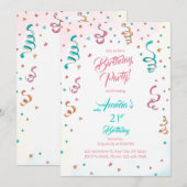 Invitation Modèle d'invitation d'anniversaire avec confettis (Devant / Derrière)