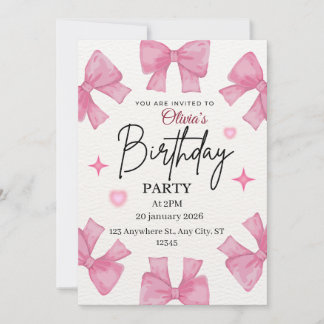 Invitation Modèle d'invitation d'anniversaire avec un joli nœ