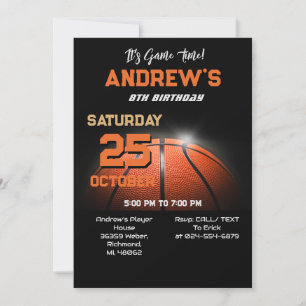 Invitation Modèle d'invitation d'anniversaire de basket-ball 