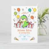 Invitation Modèle d'invitation d'anniversaire de bébé dragon  (Debout devant)