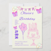 Invitation Modèle d'invitation d'anniversaire élégant (Devant)