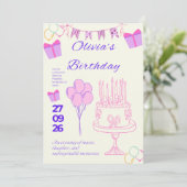 Invitation Modèle d'invitation d'anniversaire élégant (Debout devant)