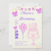 Invitation Modèle d'invitation d'anniversaire élégant (Dos)