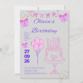 Invitation Modèle d'invitation d'anniversaire élégant (Devant)