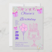 Invitation Modèle d'invitation d'anniversaire élégant (Dos)