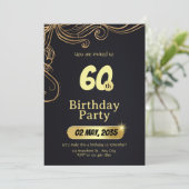 Invitation Modèle d'invitation d'anniversaire élégant 60 ans (Debout devant)