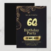 Invitation Modèle d'invitation d'anniversaire élégant 60 ans (Devant / Derrière)