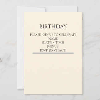 Invitation Modèle d'invitation d'anniversaire Minimal Cream |