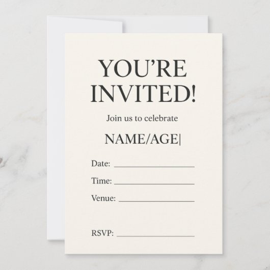 Invitation Modèle d'invitation d'anniversaire modifiable | (Devant)