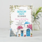 Invitation Modèle d'invitation d'anniversaire Santorini (Debout devant)
